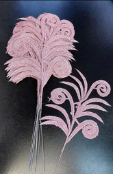 Frunze decorative roz pudrat cu sclipici - 12 buc/set